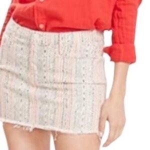 MOTHER Mini Skirt in Cream and Pink